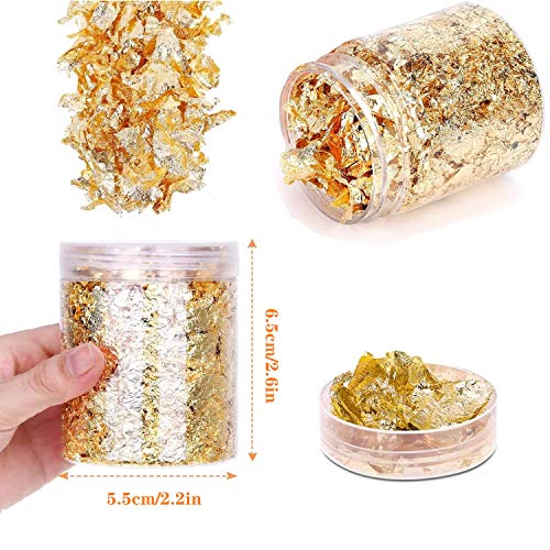 WFAUIBR Gold Leaf Flakes,Gold Foil Flakes for Resin，10g Metallic Foil Flakes，for Nail Art, Painting, Crafts, Resin Jewelry Making ， DIY Crafts，Slime and Resin Jewelry Making - Image 2