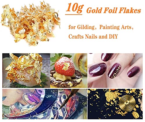 WFAUIBR Gold Leaf Flakes,Gold Foil Flakes for Resin，10g Metallic Foil Flakes，for Nail Art, Painting, Crafts, Resin Jewelry Making ， DIY Crafts，Slime and Resin Jewelry Making - Image 3