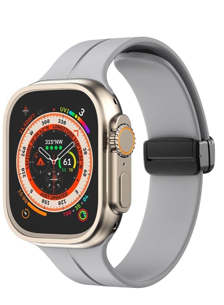 Silicone Magnetic Strap for Apple Watch Ultra Band 49mm 45mm 44mm 42mm  46mm Men/Women, Soft Sport Silicone Replacement Wristband Strap for iwatch Series 9/8/7/6/5/4/3/2/SE/Ultra2