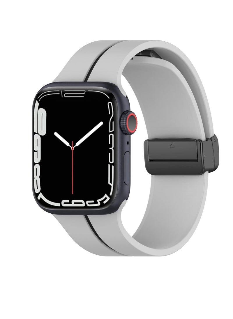 Generic - Silicone Magnetic Strap for Apple Watch Ultra Band 49mm 45mm 44mm 42mm Men/Women, Soft Sport Silicone Replacement Wristband Strap for iwatch Series 9/8/7/6/5/4/3/2/SE/Ultra2 - Image 1