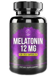 noble nature Melatonin 12 mg - 120 Veg Capsules, Non-GMO, Gluten Free  - Image 1