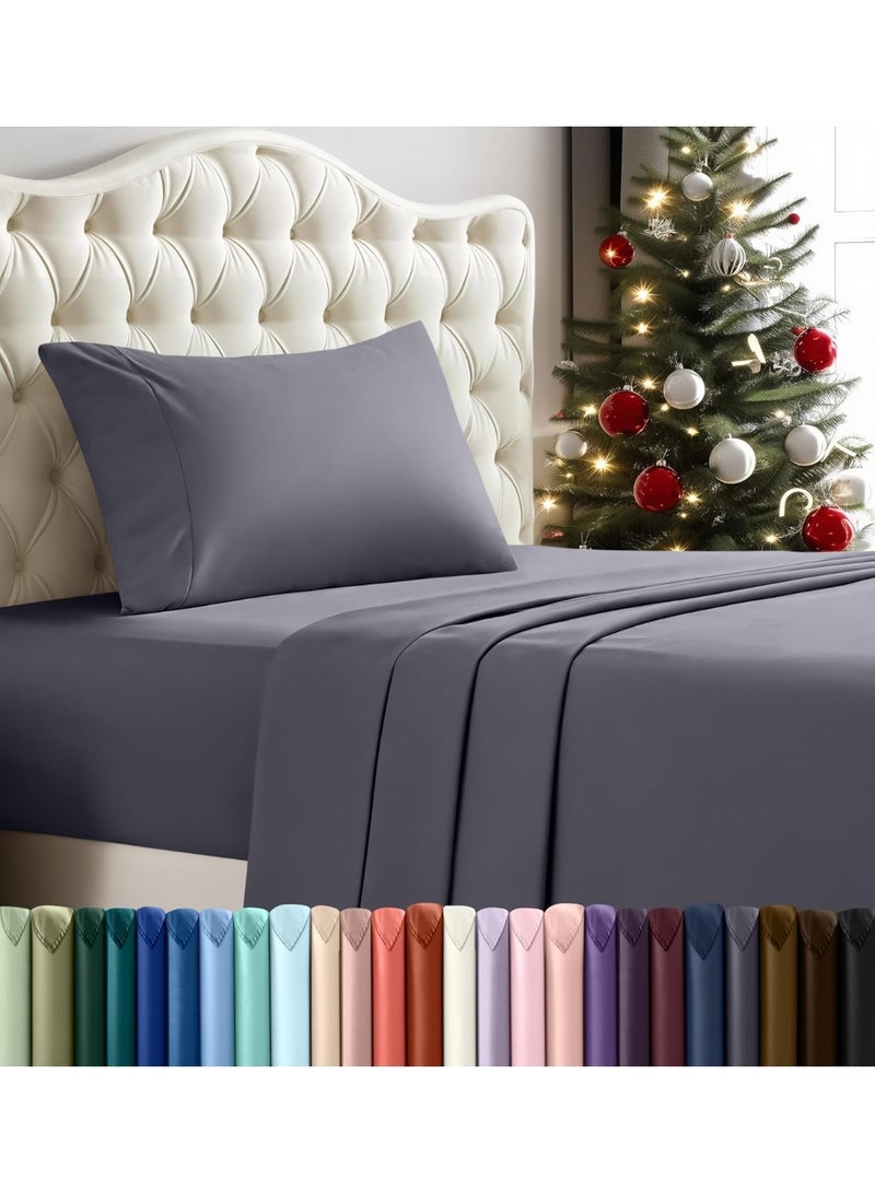 Utopia Bedding Twin Sheet Set â€“ 3 Piece Bed Sheets for Twin Size Bed, Soft and Breathable Microfiber, Includes 1 Fitted Sheet, 1 Flat Sheet and 1 Pillowcase (Grey) - Image 1