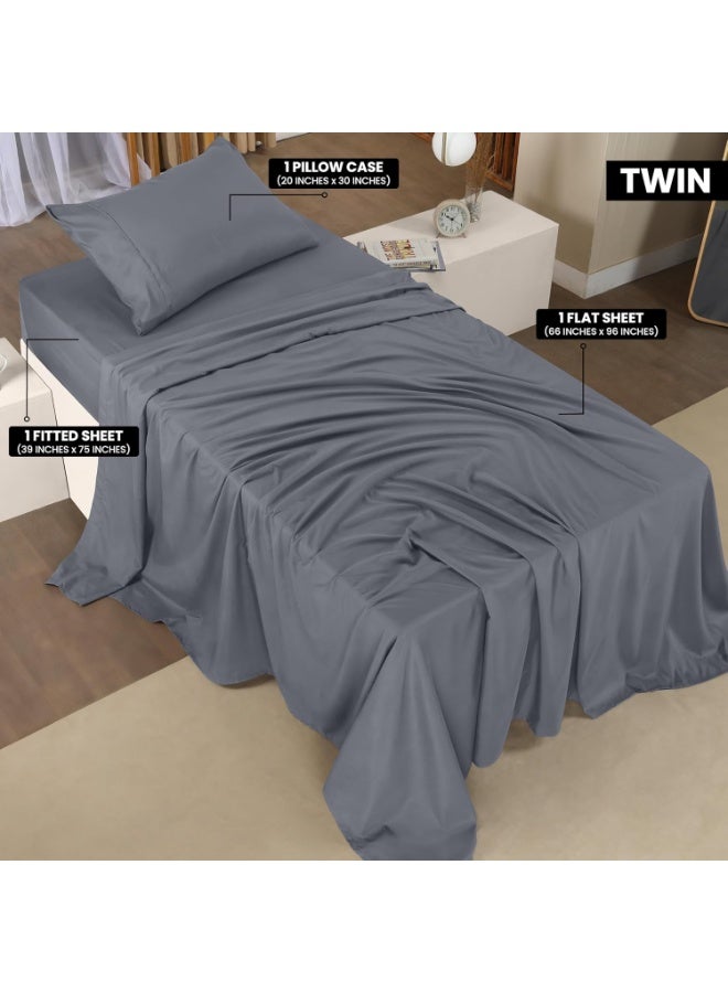 Utopia Bedding Twin Sheet Set â€“ 3 Piece Bed Sheets for Twin Size Bed, Soft and Breathable Microfiber, Includes 1 Fitted Sheet, 1 Flat Sheet and 1 Pillowcase (Grey) - Image 5