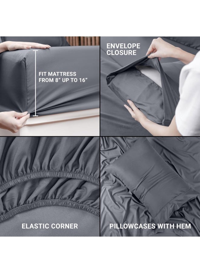 Utopia Bedding Twin Sheet Set â€“ 3 Piece Bed Sheets for Twin Size Bed, Soft and Breathable Microfiber, Includes 1 Fitted Sheet, 1 Flat Sheet and 1 Pillowcase (Grey) - Image 2