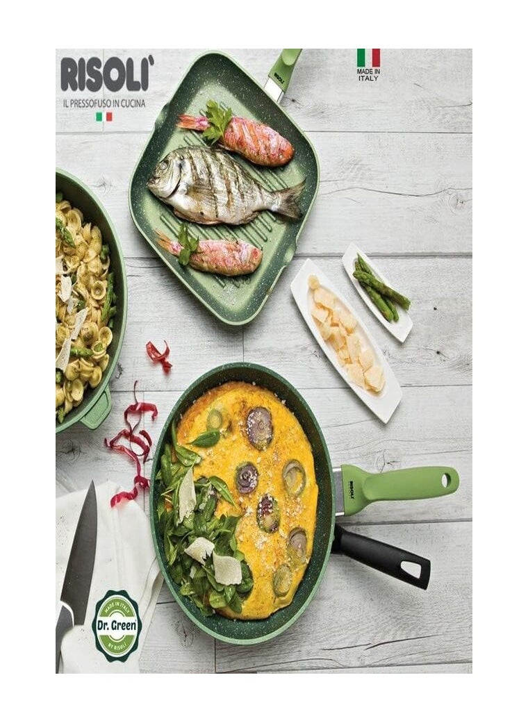 Bright Stone - Risoli 32cm Dr. Green Fry Pan – Italian-Made Non-Stick Frying Pan with Triple Layer Greenstone® Coating, Scratch-Resistant, PFOA and Nickel Free - Image 1