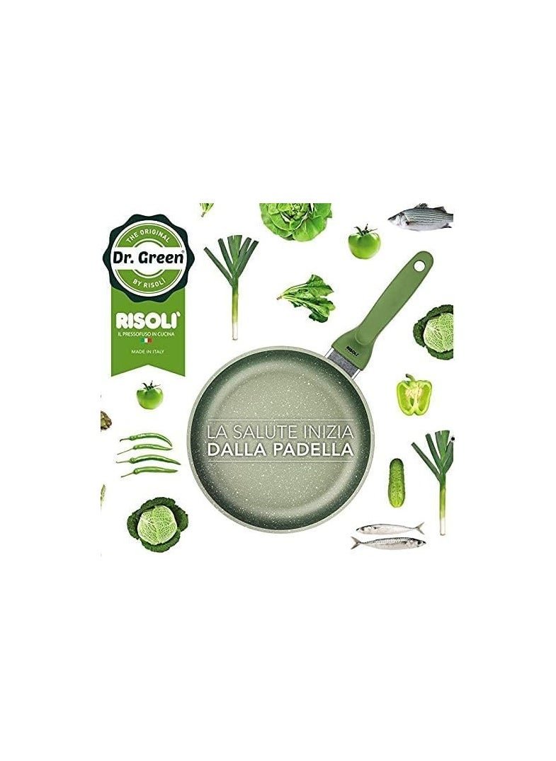 Bright Stone - Risoli 32cm Dr. Green Fry Pan – Italian-Made Non-Stick Frying Pan with Triple Layer Greenstone® Coating, Scratch-Resistant, PFOA and Nickel Free - Image 1