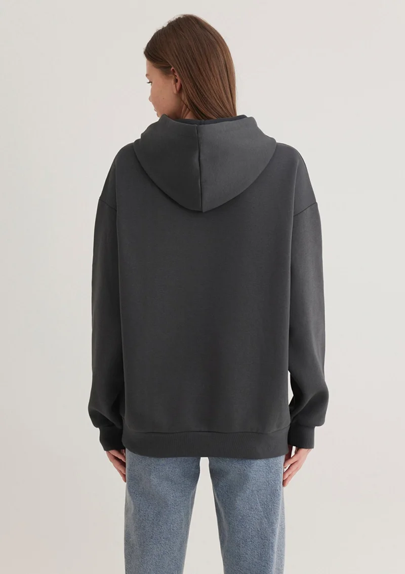 MAVI Blue Logo Printed Hooded Anthracite Sweatshirt 1600361-80106