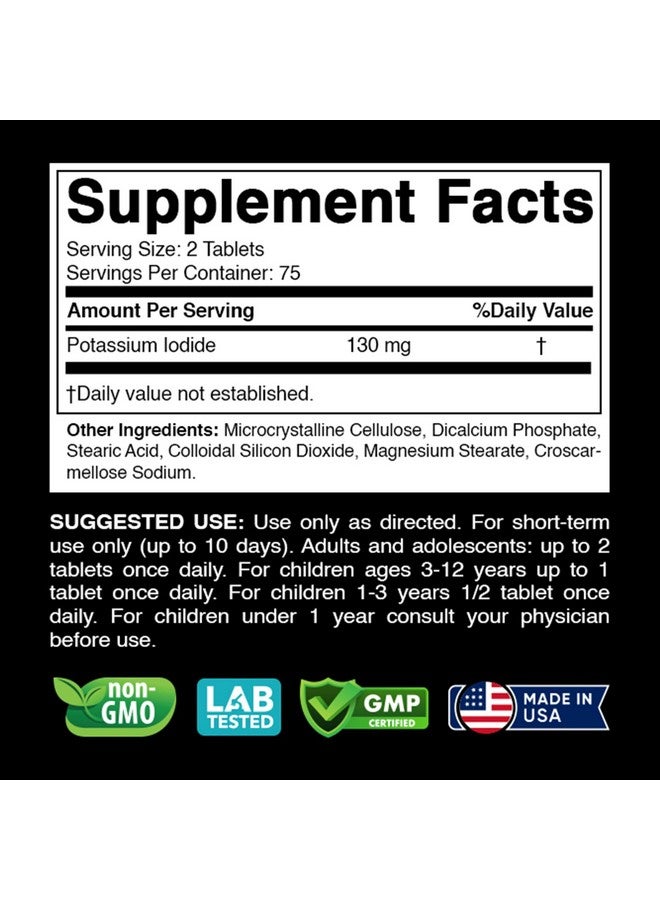 Vitabod Potassium Iodide Dietary Supplement 130 mg per Serving - 150 Tablets (1 Bottle) - Exp 10/2028 - Image 2