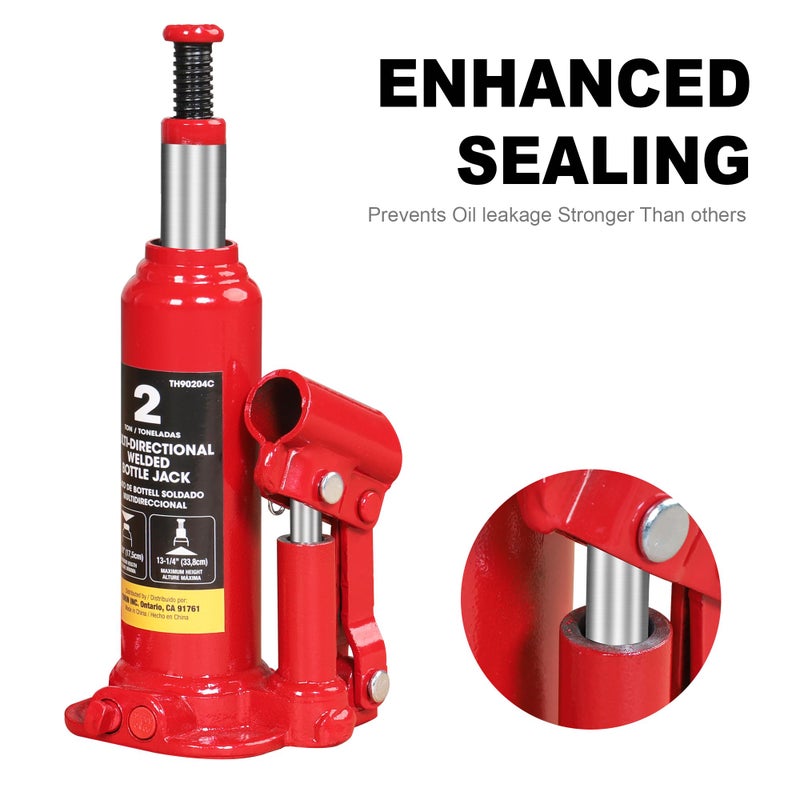 BIG RED T90203C Torin Welded Car Bottle Jack with Vertical and Horizontal Usage: Capacity 2 Ton (4,000 LBs), Red - Image 4