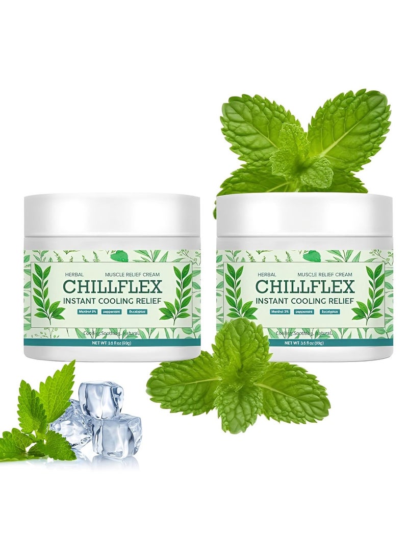 جفكام CHILLFLEX كريم مهدئ من المنثول ، الأنشطة المشتركة في جميع أنحاء الجسم ، مرهم مهدئ للتبريد للعضلات والرأس والرقبة واليدين والقدمين ، 3.5 أوقية (حزمة 2) - Image 1