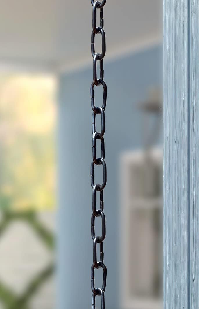 Monarch Rain Chains Aluminum Traditional Link Rain Chain, 8.5 ft Black Powder Coated Aluminum Decorative Rain Catcher Chain for Gutters, Black Aluminum Rain Gutter Replacement Downspout - Image 1