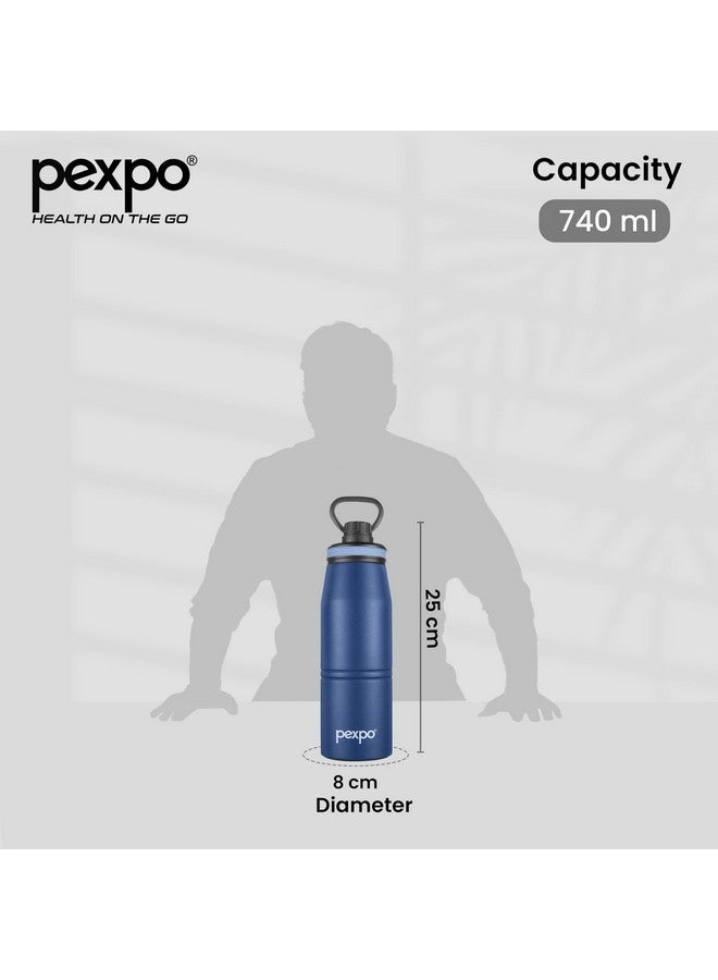 Pexpo Altros 800 Stainless Steel Hot & Cold Vacuum Insulated Flask, 740ml, Denim Blue | Leak Proof | Easy to Carry Loop Handle | Sports Water Bottle | Trekking | Gym | Office | Home | Kitchen - Image 3