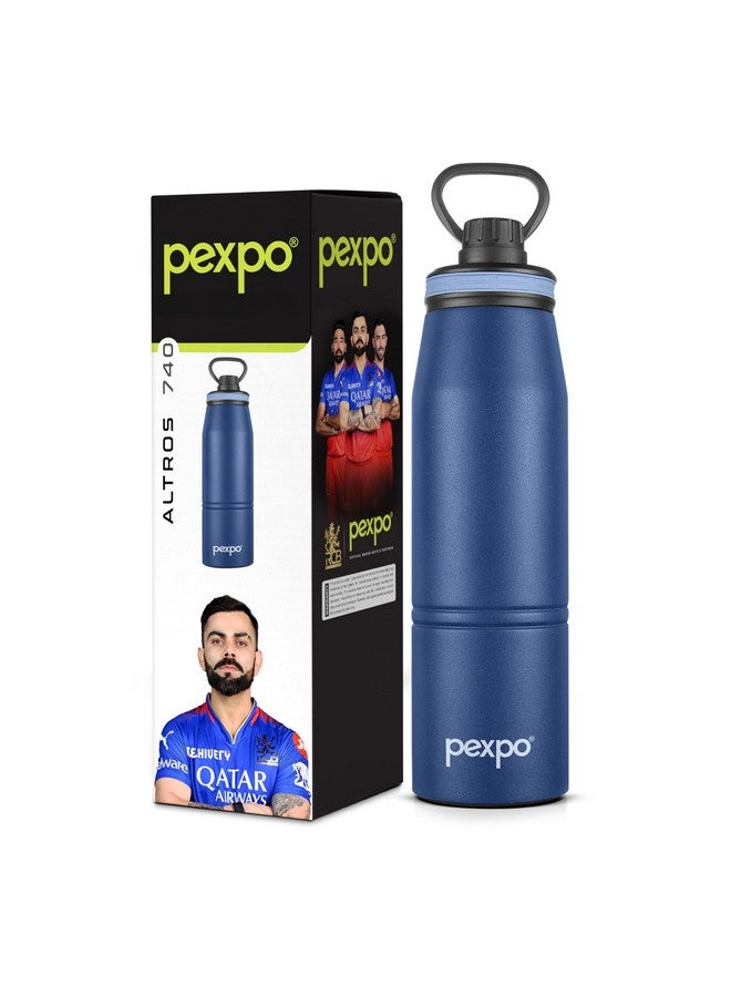 Pexpo Altros 800 Stainless Steel Hot & Cold Vacuum Insulated Flask, 740ml, Denim Blue | Leak Proof | Easy to Carry Loop Handle | Sports Water Bottle | Trekking | Gym | Office | Home | Kitchen - Image 1