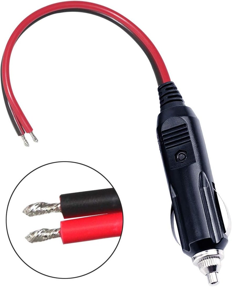 SPARKING 12V Replacement Cigarette Lighter Male Plug with Lead - 24V Car Power Adapter Auto Accessories with Led Lights, 15A Fuse (Male Plug to Tinned Terminal) - Image 3