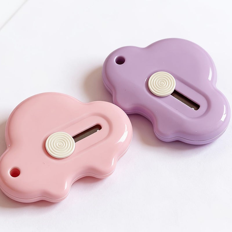 بيربل بينك - قطعتان Portable Car Shape Paper Trimmer Creative Office Stationery أداة قطع يدوية - Image 3