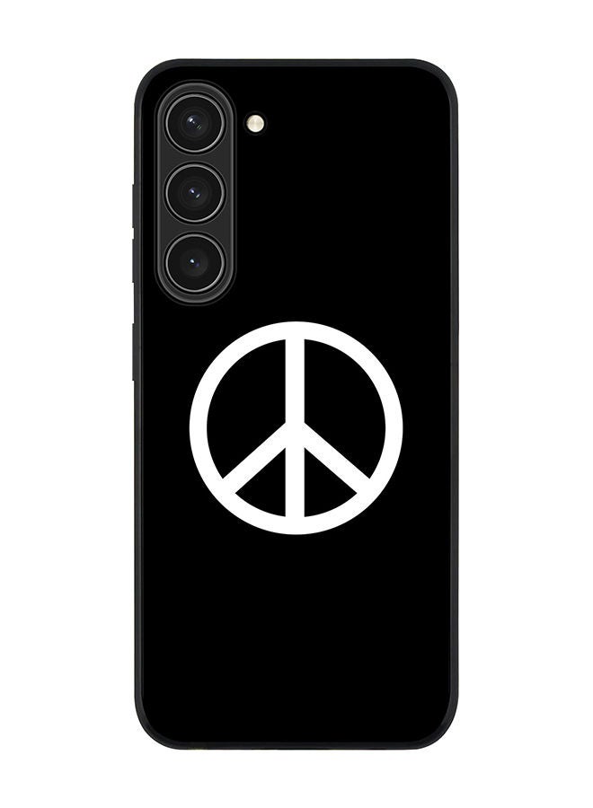 Stylizedd Rugged Black edge case for Samsung Galaxy S23+ 5G Slim fit Soft Case Flexible Rubber Edges Anti Drop TPU Gel Thin Cover - Peace Sign - Image 1