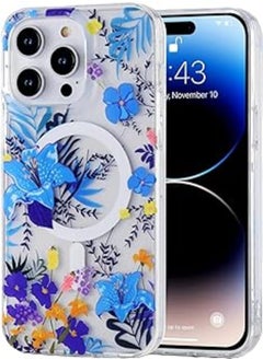 LENOK Floral Magnetic Case for iPhone 12 Pro Max, Compatible with MagSafe Wireless Charging TPU Shockproof Cover, High-Transparency Clear Lightweight Case for iPhone 12 Pro Max. (Pattern -B)