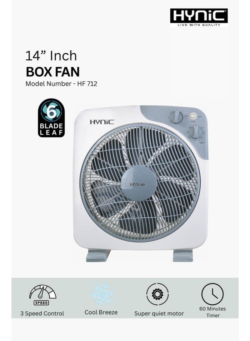 هاينك مروحة صندوقية بحجم 14 بوصة مع تقنية أوراق الشيفرة بست شفرات | تحكم بثلاث سرعات، مؤقت إيقاف تلقائي لمدة 60 دقيقة، محرك هادئ جدا وشبكة أمان آمنة للأطفال | مكتب محمول صغير ومروحة أرضية للمنزل/المكتب - Image 1
