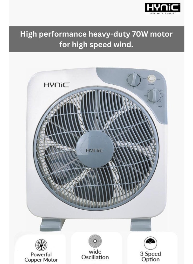 Hynic 14-Inch Box Fan with 6-Blade Leaf Technology | 3 Speed Control, 60-Minute Auto-Off Timer, Super Quiet Motor & Child-Safe Safety Grill | Compact Portable Desk & Floor Fan for Home/Office - Image 5