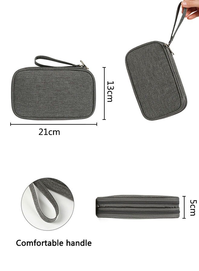 HAWAWA Electronic Organizer Bag, Water-Resistant Travel Cable Organizer Bag Pouch Electronic Accessories Carry Case Portable Double Layers Storage Bag for Cable, Cord, Charger, SD Card, Phone, Earphone Grey  - Image 2
