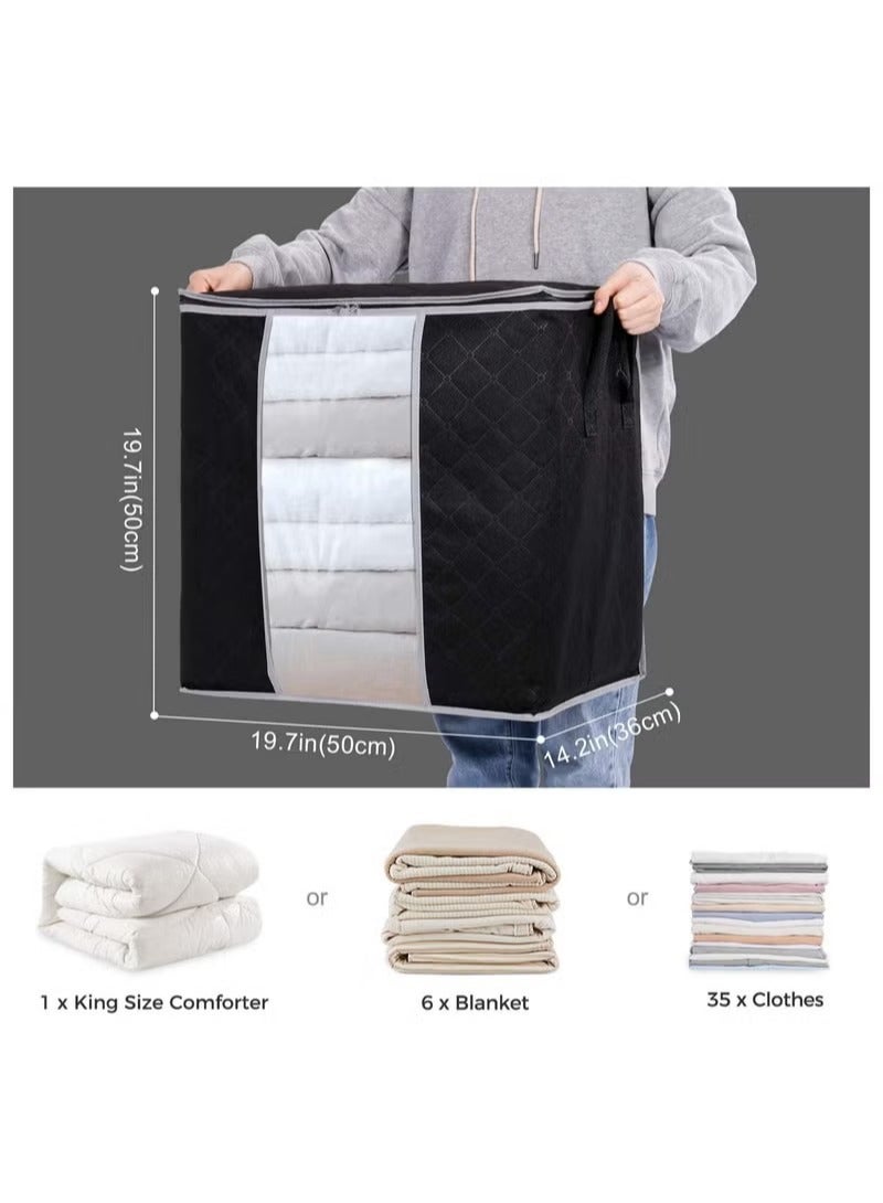 ULHYC Clothes Storage Organizers 3 Pieces Large Capacity Foldable Bags Durable with See-Through Window and Carry Handles for Home Travel Daily Use - Image 2