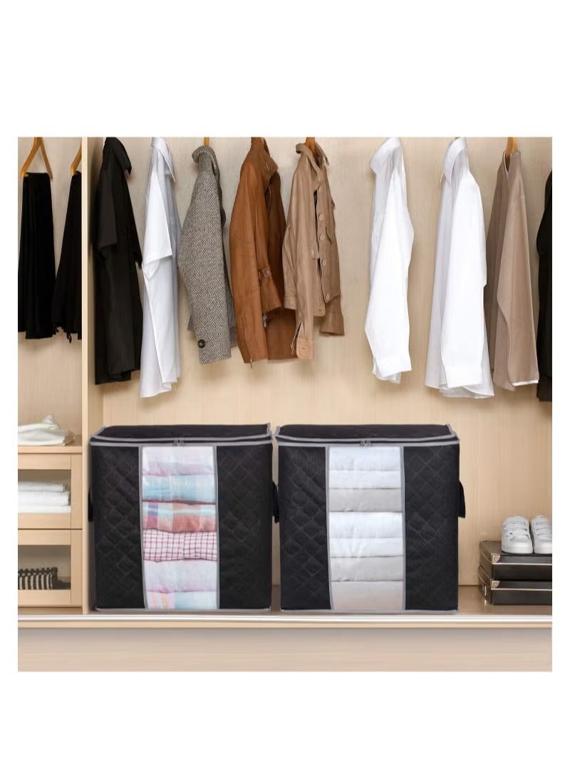 ULHYC Clothes Storage Organizers 3 Pieces Large Capacity Foldable Bags Durable with See-Through Window and Carry Handles for Home Travel Daily Use - Image 3