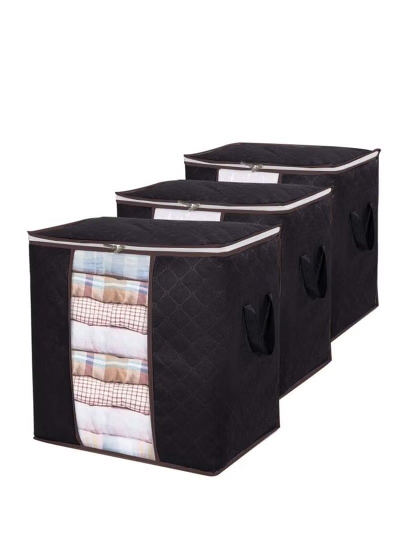 ULHYC Clothes Storage Organizers 3 Pieces Large Capacity Foldable Bags Durable with See-Through Window and Carry Handles for Home Travel Daily Use - Image 1