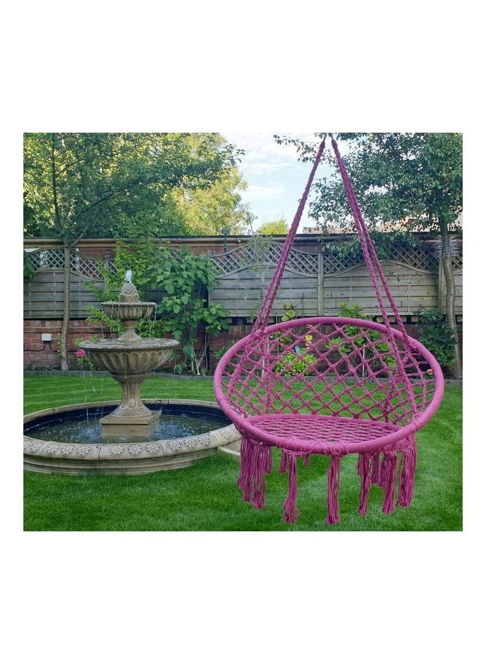 DubaiGallery Round Hammock Chair Outdoor Indoor Dormitory Bedroom Yard For Child Adult Swinging Hanging Single Safety Chair Hammock (Color : Pink)  - Image 1