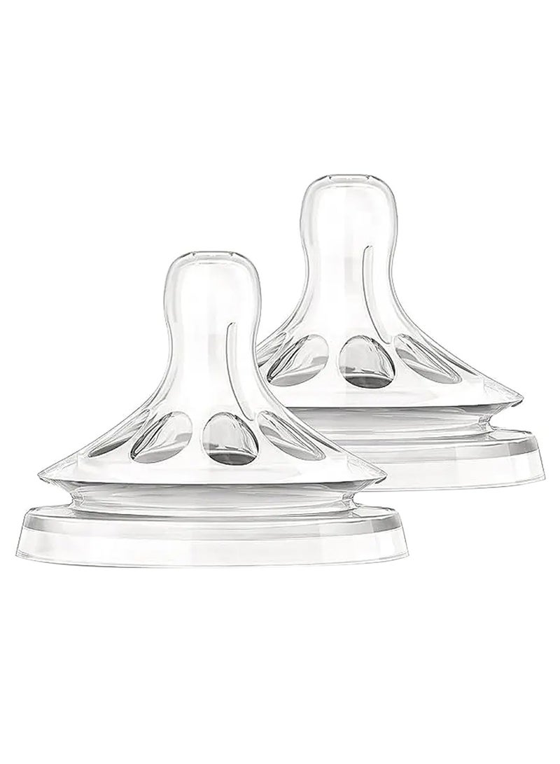 Philips Avent Pack Of 2 Natural Feeding Teats Fast Flow 6 Months Plus  - Clear - Image 1