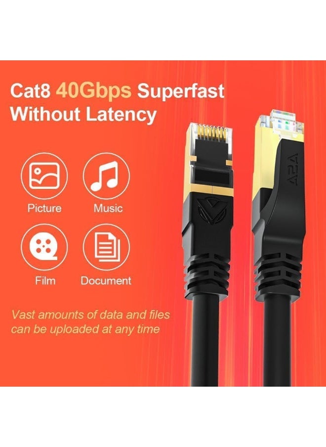ASA High Speed ​​40Gbps 2000MHz Cat8 Ethernet Cable RJ45 Network Internet LAN Wire Compatible with Game Consoles, PC, PS5, PS4, Xbox, Modem, Router, WiFi Extender, Patch Panel - 1m Black  - Image 2