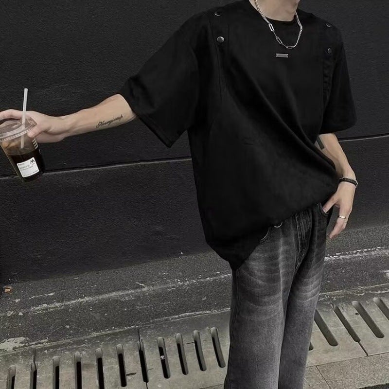 Suede Short-Sleeved T-Shirt Men'S Summer American-Style High Street Design Sense Niche Heavy-Sleeved Loose Half-Sleeved T-Shirt - Image 4