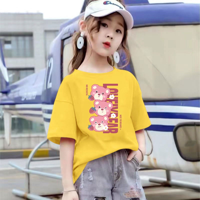 2011#2025 Short-Sleeved T-Shirt For Children And Girls Pure Cotton Half-Sleeved Children'S All-Match Thin Tops Trendy - Image 1
