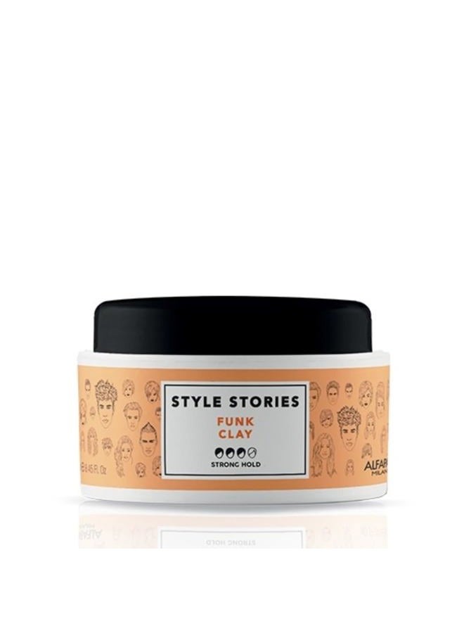 Alfaparf Milano Style Stories Funk Clay - معجون نحت الشعر القوي - لمسة نهائية غير لامعة - يدوم طويلاً، ثبات طوال اليوم - جودة صالون احترافية - 4.16 أونصة. - Image 1
