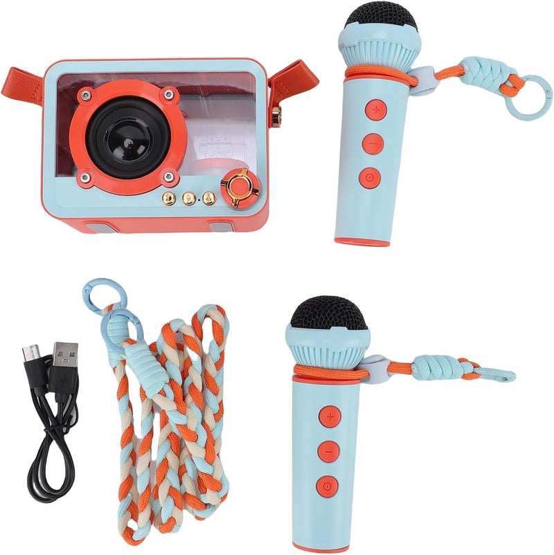 Orange Portable Karaoke Machine With 2 Wireless Microphones For Home Party Outdoor Camping Travel - Image 1