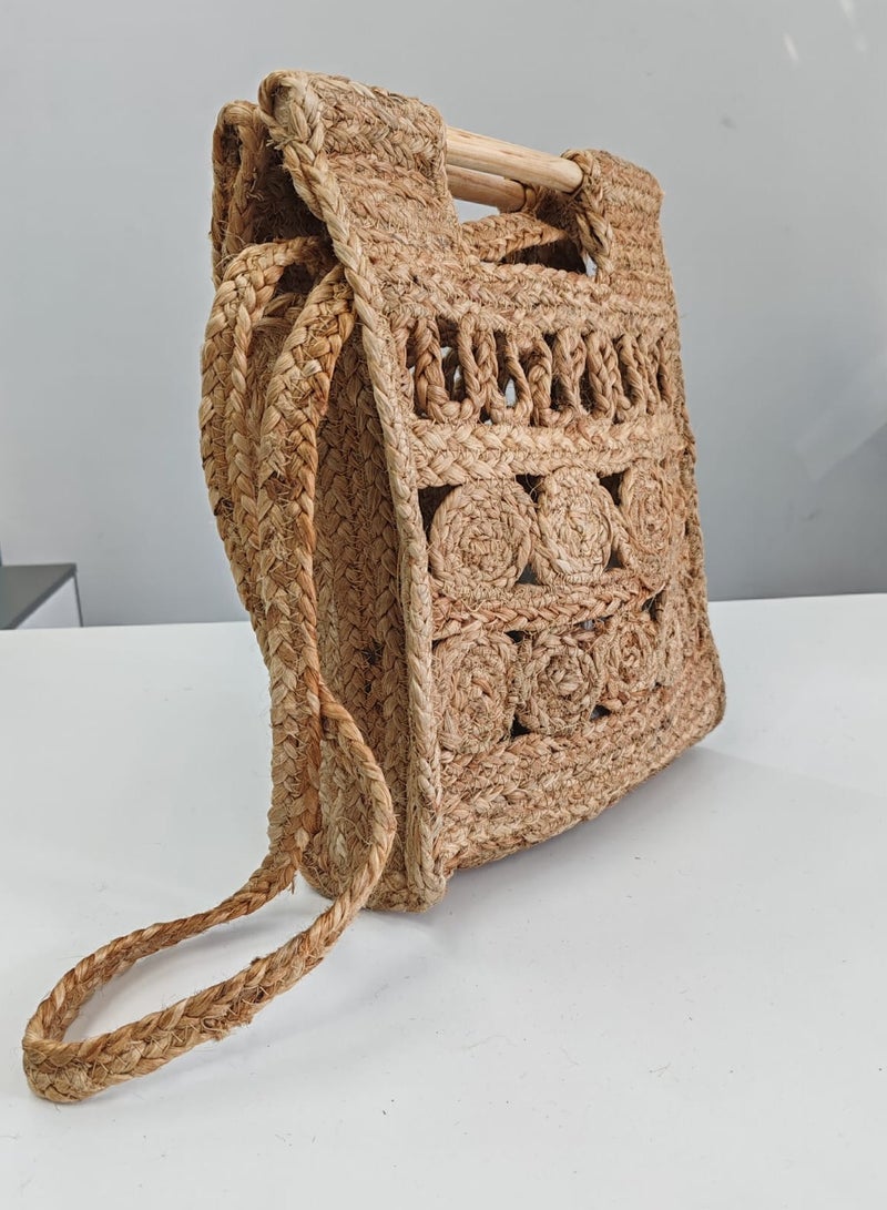 Fusion Repulbik Ethnic Jute Sling Bag With Pattern Jute Strap  - Image 2