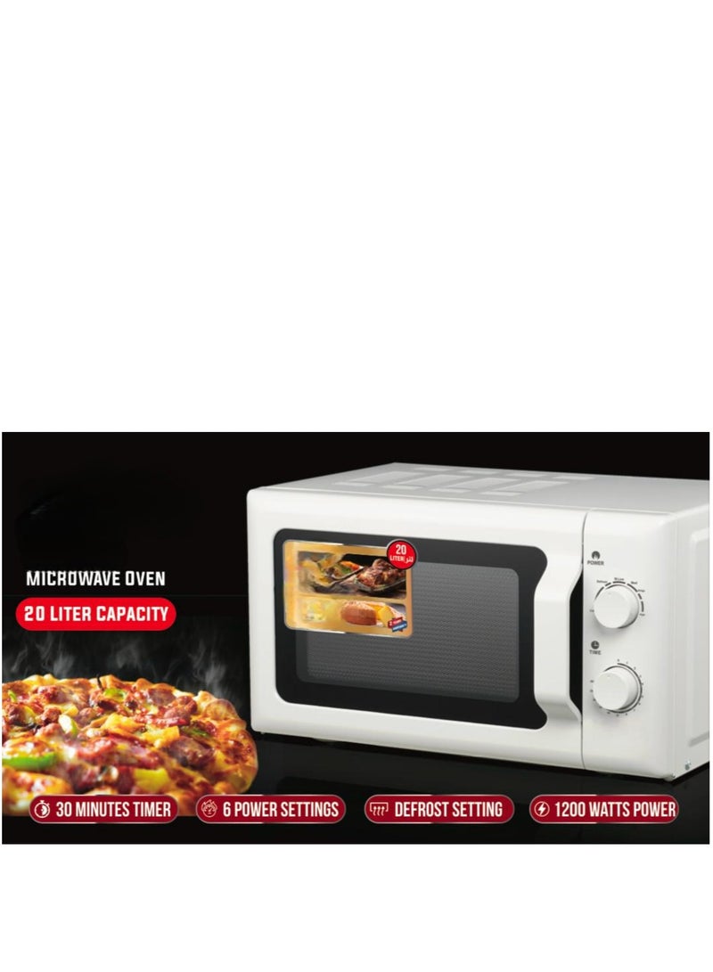 20L Microwave Oven with 1200W Power, 5 Preset Menus, 10 Power Levels – Grill, Reheat, Defrost, Child Lock, LED Display – Compact & Energy Efficient  - Image 1