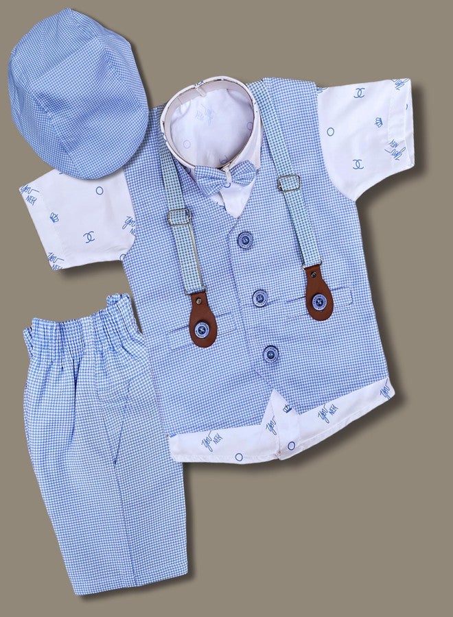 Qutie Ninja Cotton Blend Baby Boy Fancy Dress With Cap (9-12 Months, Blue Half) - Image 5