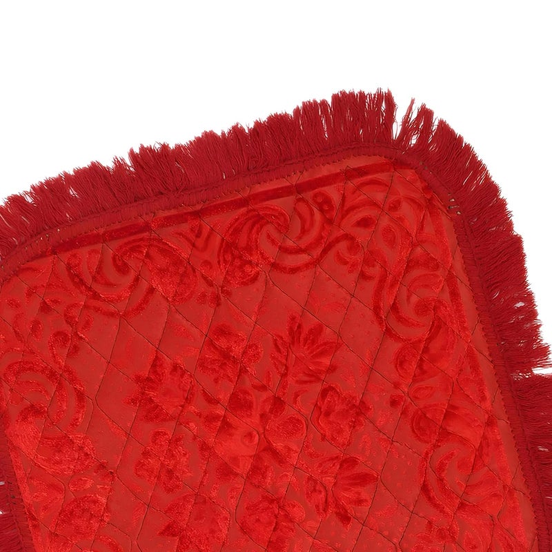 Kuber Industries Pack of 2 Prayer Mat Pooja Aasan For Sitting Meditation Carpet Velvet Aasan Mat for Pooja Mandir Self DesignRed - Image 5
