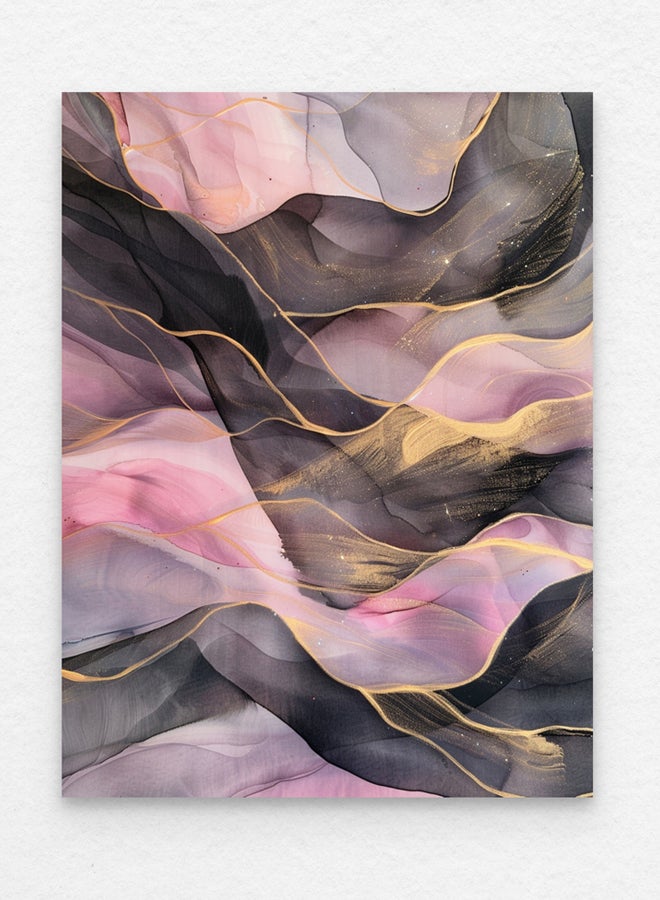 Art Decor Art Decor Pink and Grey Water Color Ink Style Abstract Art with Gold Accents Wall Art with Matboard Framed Fine Art Wall Décor for Living Room Bedroom Dining Room Office Gifting - Image 3