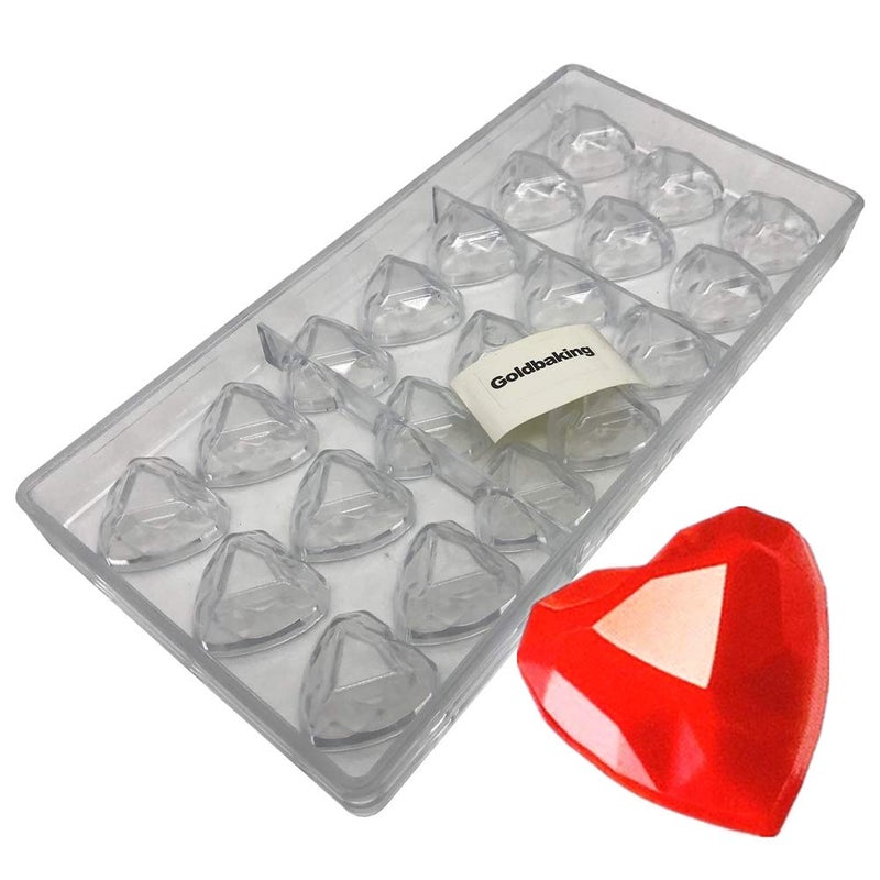 Goldbaking Diamond Heart Chocolate Mold Poly-carbonate Chocolate Mould Candy Tray - Image 1