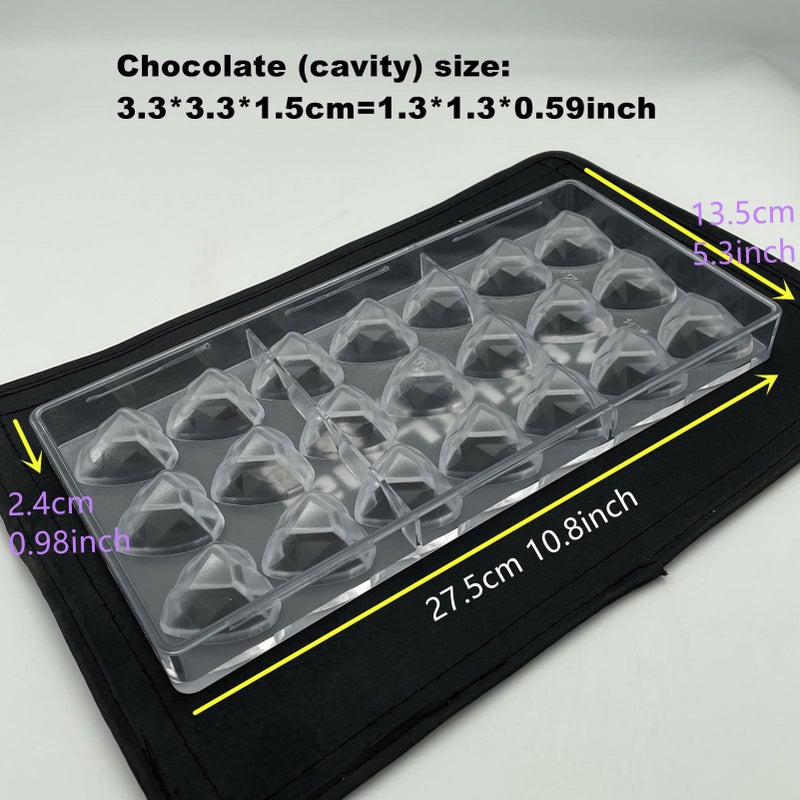 Goldbaking Diamond Heart Chocolate Mold Poly-carbonate Chocolate Mould Candy Tray - Image 2