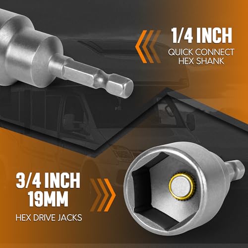 TONDA RV Scissor Jack Socket, Camper Travel Trailer Drill Adapter, Works with 3/4 inch or 19mm Hex Drive Jacks, 1/4 Inch Hex Shank, 1 PACK - Image 2