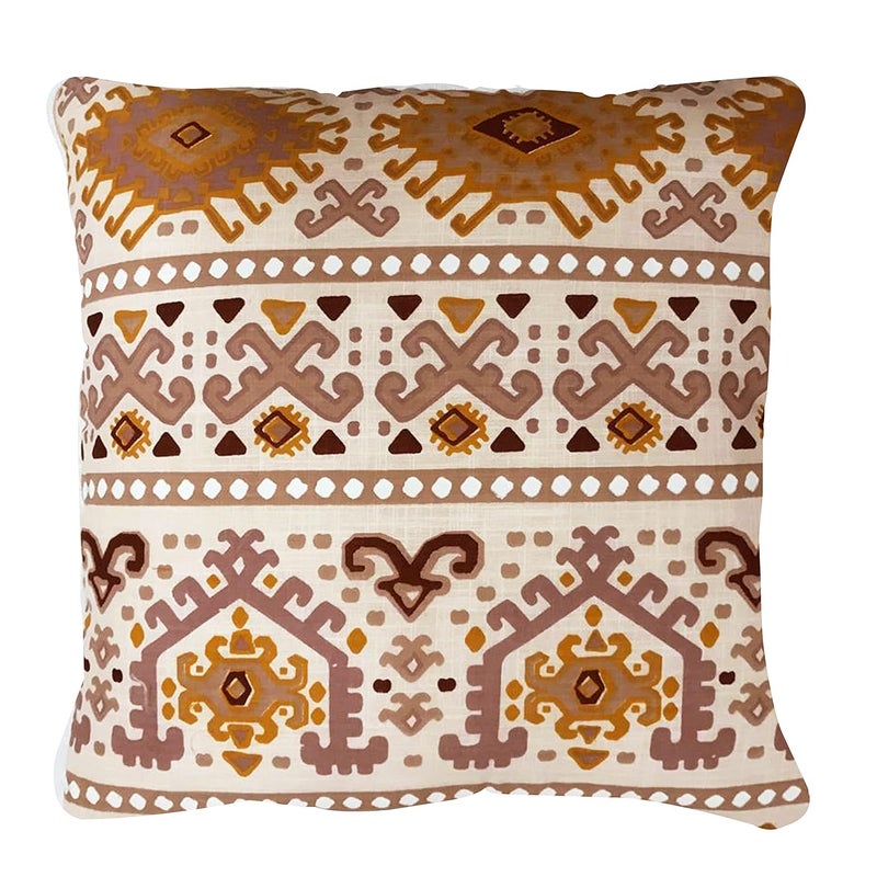 Oriental Weavers أغطية وسائد قطنية مطبوعة مزخرفة من أورينتال ويفرز 16 × 16 بوصة مجموعة من 5 وسائد تقليدية مطبوعة بتصميم جايفوري باللون الوردي بتصميمات أزتيك، أغطية وسائد مربعة 40 × 40 سم - Image 1