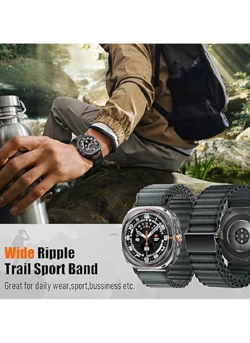 Tracker Band for Samsung Galaxy Watch Ultra 47mm - Lightweight Breathable Soft Nylon Sport Strap for Men & Women - Black  - Image 2