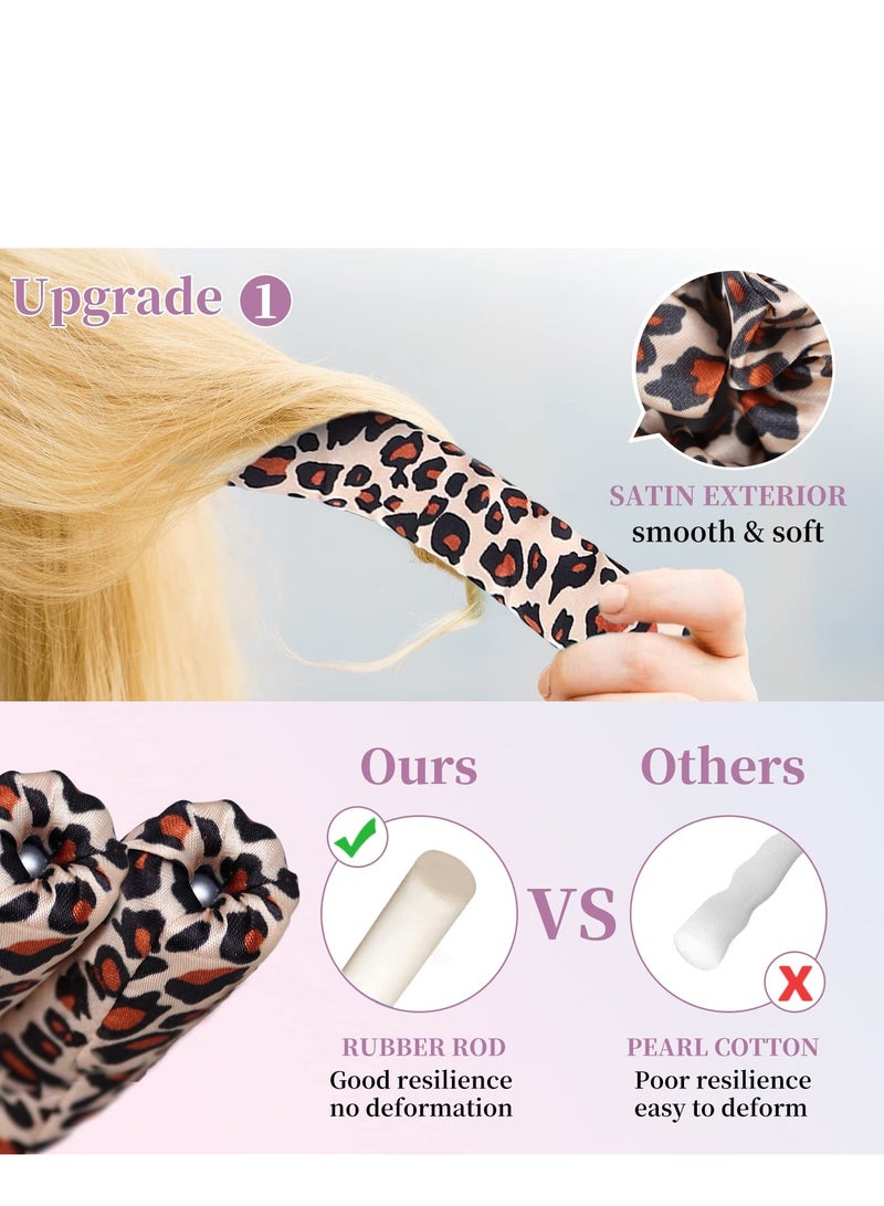 SYOSI Healtless Hair Curlers for Long Hair, No Heat Curl Ribbon Design with Hair Clips and Scrunchie, Overnight Silk Heatless Curls Headband, Soft Heatless Curling Rod Headband for Natural Hair (Leo) - Image 2