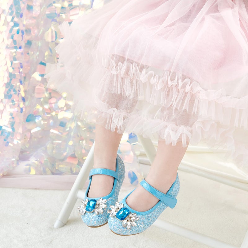Otter MOMO Toddler Little Girls Princess Shoes Mary Jane Ballerina Flats Flower Girl Dress Blue Shoes Size 11 - Image 4