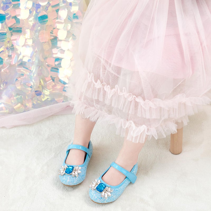 Otter MOMO Toddler Little Girls Princess Shoes Mary Jane Ballerina Flats Flower Girl Dress Blue Shoes Size 11 - Image 5
