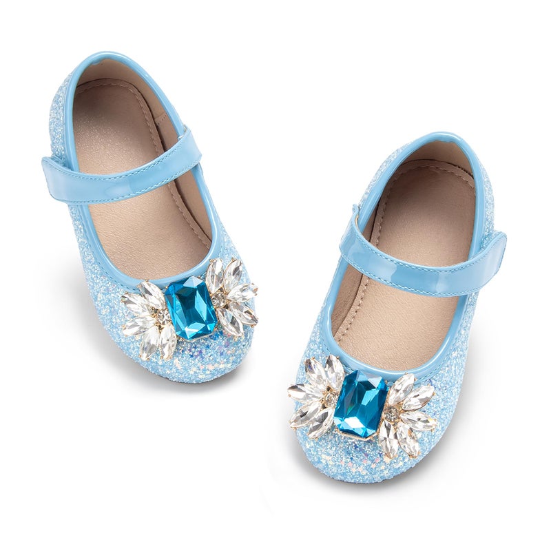 Otter MOMO Toddler Little Girls Princess Shoes Mary Jane Ballerina Flats Flower Girl Dress Blue Shoes Size 11 - Image 1