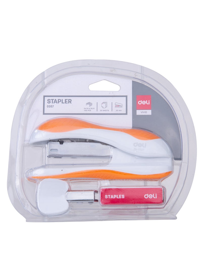 ديلي E0357 مجموعة دبابيس، 25 ورقة، دبابيس 24/6 و 26/6، برتقالي/أخضر/أزرق – مثالية للمكتب والمدرسة - Image 2