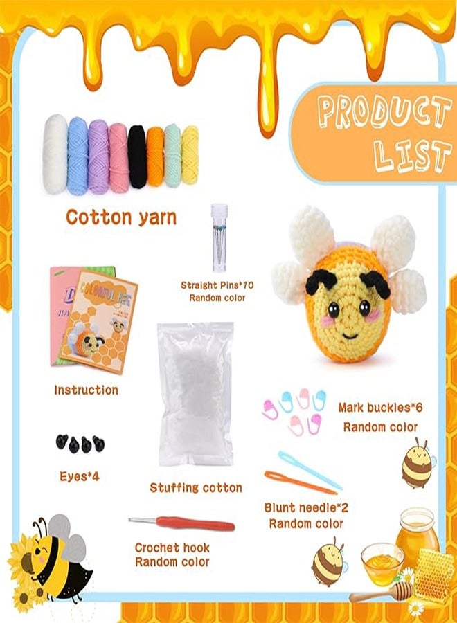 Crochet Kit for Beginners, Crochet Animal Kit with Step-by-Step Video Tutorial - Colorful Bee, Complete Crochet Starter Kit with Crochet Set for Beginners Adult DIY Craft Supplies - Image 2